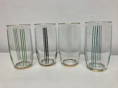 Buy 4 Vintage 60s/70s Multicoloured Half Pint Tumblers Glasses (12.5 Cm Tall) • 20£