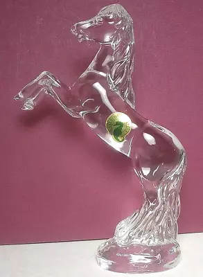 Buy Vintage WATERFORD Crystal 7  REARING HORSE Statue IRELAND LABEL - FLAWLESS! • 74.73£