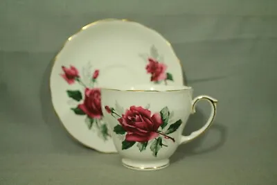 Buy Duchess Bone China England Vintage Teacup Saucer Set Pink Red Rose Green Leaves • 12.32£