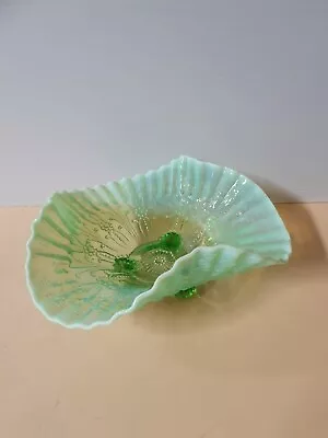Buy Antique Green Glass Footed Bowl • 31.02£