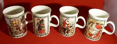 Buy CHRISTMAS Mugs X 4 Dunoon Scottish Manufacture Victorian Prints Santa • 13.95£