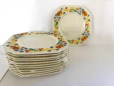 Buy George Jones And Sons England - Golden Dawn Set Of (12) Square Salad Plates • 94.72£