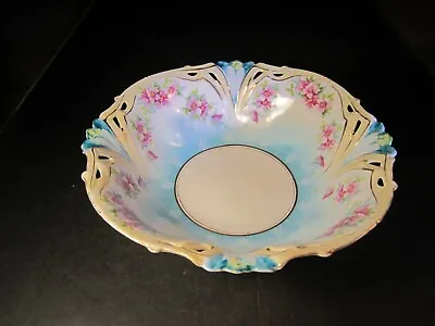 Buy Beautiful Old German Porcelain Bowl Blue & White & Pink Flowers Decorated 9  • 42.68£
