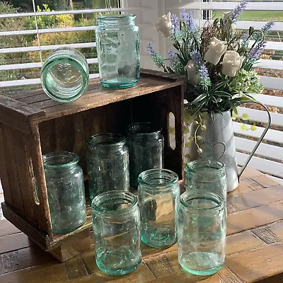 Buy Aqua Victorian Jam Preserve Jar, Antique Glass, Wedding Vase, Curio Storage X 1 • 14.99£
