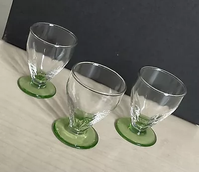 Buy Vintage Set 3 Art Deco Small Drinks / Liqueur Glasses With Vaseline Glass Feet • 6£