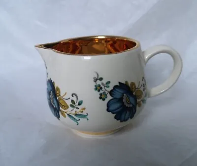 Buy Prinknash Pottery, Gloucester Gold Inside Milk Jug, Small Blue Floral Tea VGC • 10£