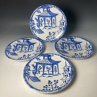 Buy 4 X Nicole Miller Vintage Style Melamine 9” Plates Chinese Blue & White Willow • 19.95£