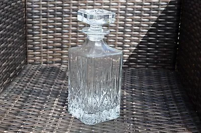 Buy Vintage Heavy Cut Glass Crystal Square Whisky Brandy Spirit Decanter + Stopper • 15.90£