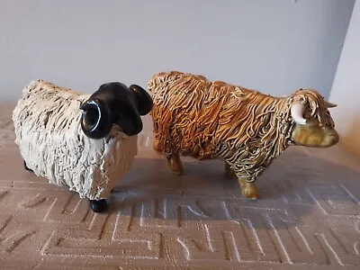 Buy Highland Cow And Sheep  Pottery Pair • 5.99£