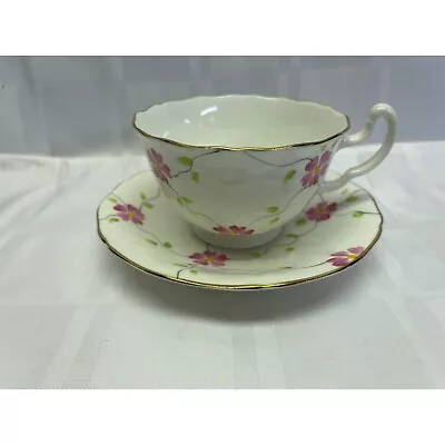 Buy Adderley Lawley Fine Bone China England Vintage Teacup Saucer Set Pink Floral • 24£