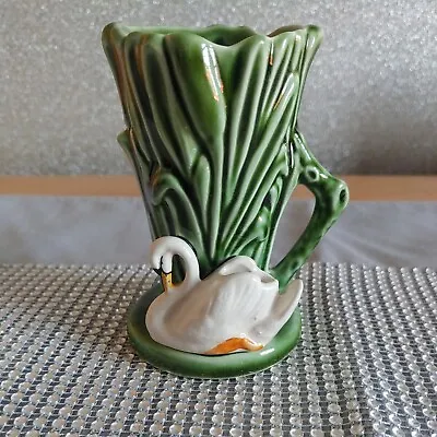 Buy SylvaC - Made In England - 4385 - Small Swan Vase - Green & White - VGC • 12.49£