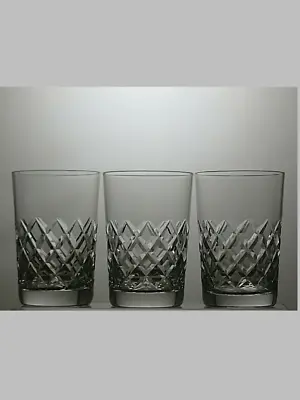 Buy Thomas Webb Crystal  Dennis Diamonds  Cut Glass Set Of 3 Whisky Tumblers/Glasses • 34.99£
