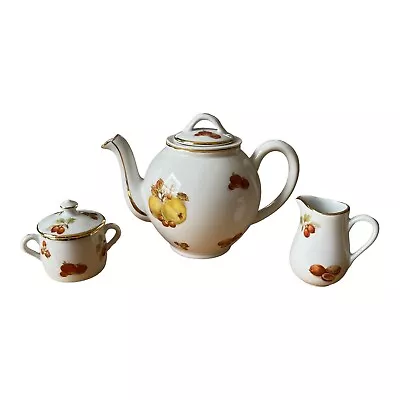 Buy SET OF 3 - Pillivuyt Fruit Porcelain Teapot Creamer Sugar Vintage France Service • 236.80£