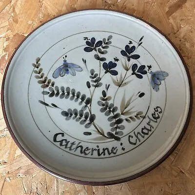 Buy Vintage 1981 Hand Painted Highland Stoneware Pottery Wall Plate 31cm - Butterfly • 9.99£