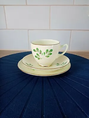 Buy Adderley Helen Moore Production Green Leaf Design Tea Cup, Saucer & Side Plate • 8.99£