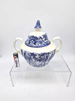 Buy Vintage Memory Lane, British Anchor Sugar Bowl, Blue And White China Ironstone • 11.99£