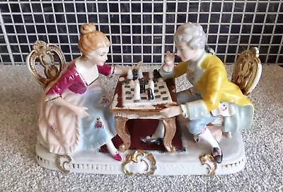 Buy Capidemonte Couple Playing Chess Vintage Figurine Ornament • 9£