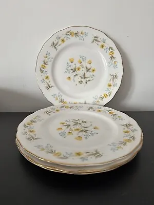 Buy Vintage Colclough Plates Lunch Salad Angela Pattern Yellow Blue Flowers Set X4 • 15£