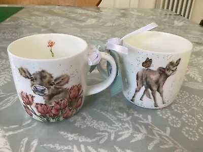Buy Royal Worcester Wrendale Bessie Calf Cow TWO Mugs New Best + Tags • 14.99£