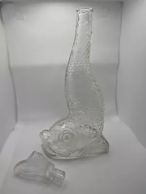 Buy Vintage Retro Fish Clear Glass Decanter Bottle Vase Italian Dobson Portugal 60s • 24.95£