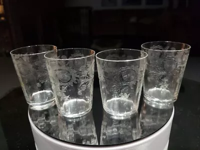 Buy 4 Whiskey Tumblers Shot Bar Glasses 2-5/8  Crystal Thistle Needle Etched Antique • 56.79£