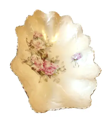 Buy Scalloped Edges Floral Roses Design With Gold Edging Bowl - Dish Vintage • 12£