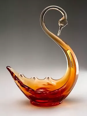 Buy Vintage Whitefriars Amber Toffee Blown Glass Swan Figurine 8  Frank Hill Design • 38.60£
