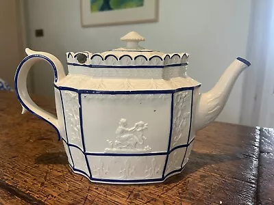 Buy Chatham And Woolley Salt Glazed Stoneware Blue White Teapot Staffordshire C1810 • 70£