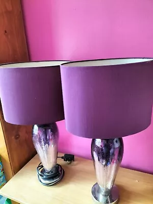 Buy Table Lamps (2) From Next.  Ombre Purple Crackle Glaze Effect Glass  • 10£