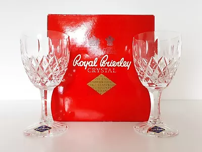 Buy 2 X Royal Brierley Gainsborough Cut Wine Glasses Brand New In Box Labelled LB1 • 49.99£