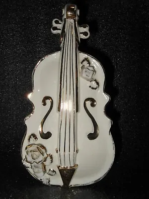 Buy Vintage Lefton Wall Pocket Table Top Vase Musical Instrument Planter Cello Roses • 12.34£