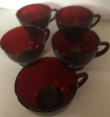 Buy 5 Vintage Royal Ruby Red Punch Cup Glassware Anchor Hocking Glass Drinkware BS77 • 35.38£