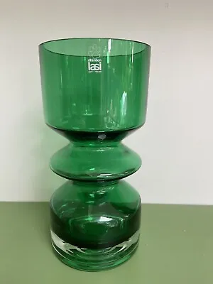 Buy Vintage Riihimaen Lasi Tamara Aladin Green Hooped Glass Vase Finland  • 69.99£