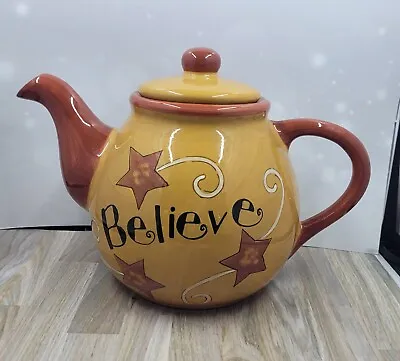 Buy 2005 Lang Redware Believe Teapot - By Winget & DiPaolo • 9.40£