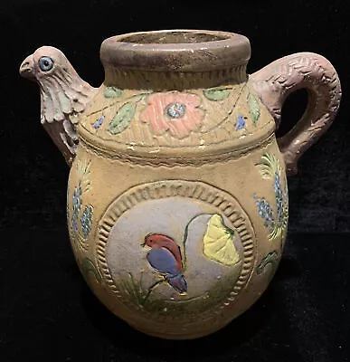 Buy Antique Art Yue Ware? Pottery Vase Ewer Phoenix & Flowers Signed 9” • 169.78£
