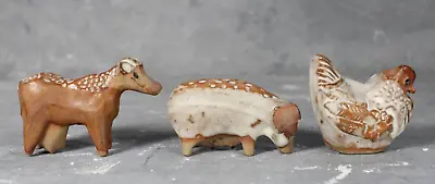 Buy Vintage Tremar Pottery Stoneware Animals Figures 3 X Farm Chicken Cow Pig • 29.99£