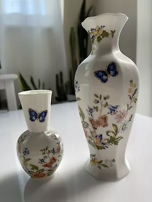 Buy Vintage Aynsley 2-piece Set Cottage Garden Pattern Bud Vase Bone China • 19.99£