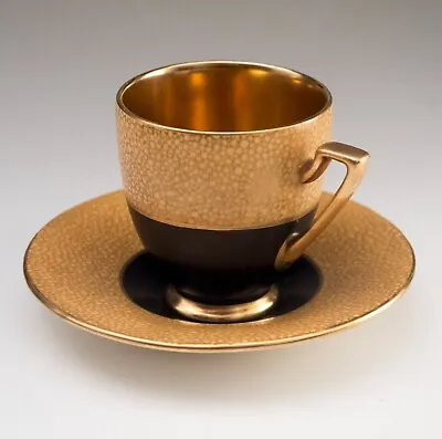 Buy Vintage Carlton Ware Ochre Shagreen Coffee Cup & Saucer Art Deco Gilded Early20C • 48.97£