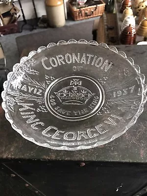 Buy Rare Pressed Glass King George The Vi May 1937 Coronation Glass Plate/bowl • 10.99£