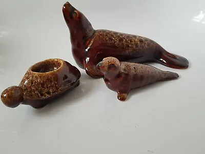 Buy Vintage Fosters Honeycomb  Pottery Seals - Mother & Calf  & Tortoise Eggcup  • 10.99£