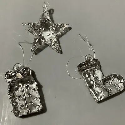 Buy 3 X Clear Glass Christmas Tree Ornaments / Decorations • 14£