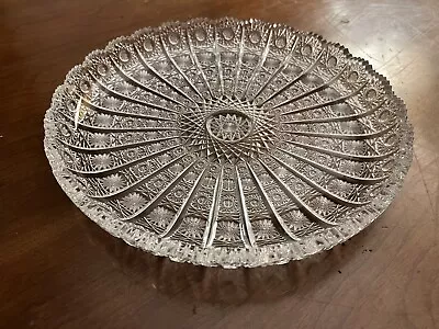 Buy Bohemian Czech Crystal 10-7/8  Round Platter Hand Cut Queen Lace Cake Plate • 75.77£