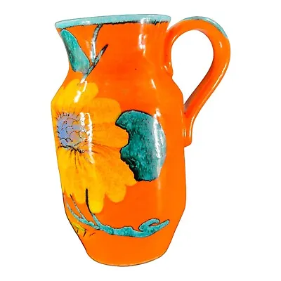 Buy Venetian Art Pottery Large Coffee Mug Cup Made In Italy Orange W Sunflower VTG • 27.02£