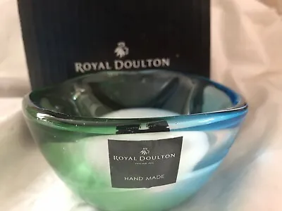 Buy Royal Doulton Coloured Glass Small Votive Bowl / Dish. New Boxed Blue White • 18£