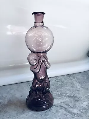 Buy MCM Legras Figural French Purple Art Glass Cherub W/ Clock -Vase Bottle Decanter • 42.69£