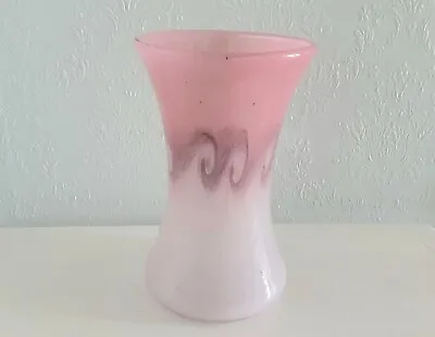 Buy Vintage Vasart Glass Vase Pink And Mauve Swirls Signed 19.5cm / 7 3/4  Tall • 35£