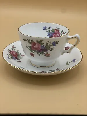 Buy Crown Staffordshire Fine Bone China Tea Cup & Saucer, England Pink Roses Flowers • 14.23£