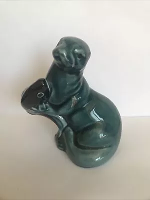 Buy Vintage POOLE POTTERY OTTER WITH SALMON FISH FIGURINE MADE IN ENGLAND • 10£
