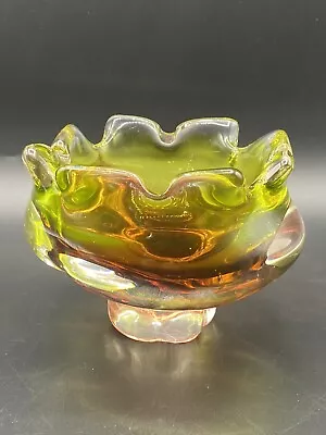 Buy Art Glass Bowl By Josef Hospodka For Chribska Vintage Green Red And Clear VTG • 49.50£