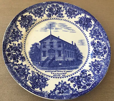 Buy Flow Blue Plate W Adams Sons Marbleheads Cradle Liberty Ye Olde Towne House 1727 • 25.38£